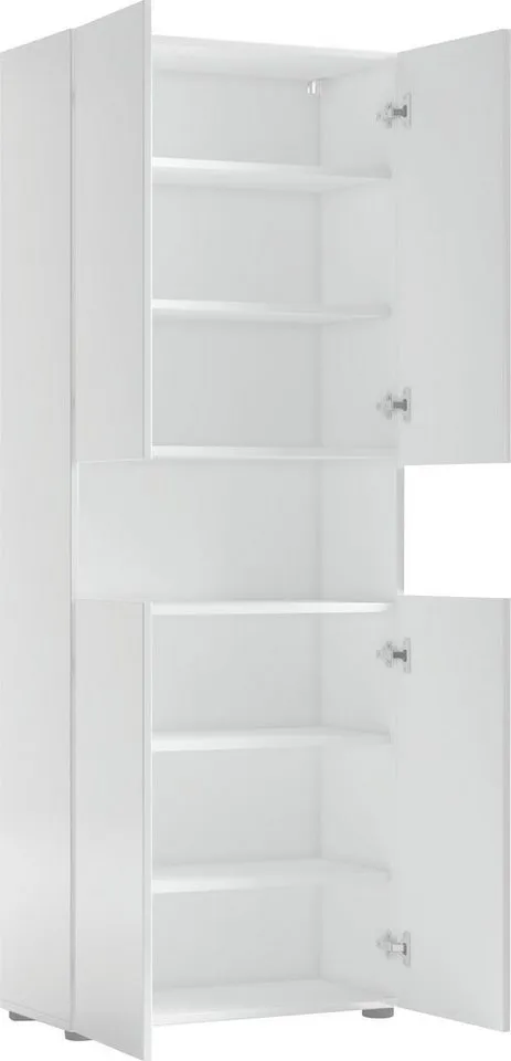 welltime Hochschrank MISTER, Hochschrank mit 6 geschlossenen und 1 offenen Fach Made in Italy,Hochglanz lackiert, Höhe 180 cm, mit Soft-Close Funktion, Weiß, – Produktbild 5 von 5