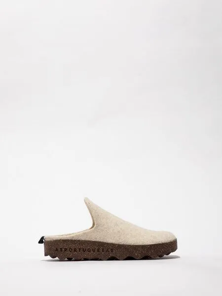 ASPORTUGUESAS ASPORTUGUESAS Filz Pantolette Come, White, – Produktbild 1 von 4