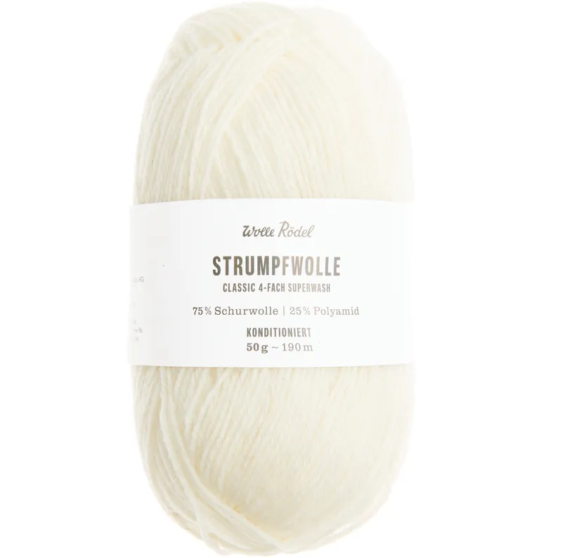 Wolle Rödel Wolle Rödel Strumpfwolle Classic 4fädig Weiß, Weiß, – Produktbild 1 von 1