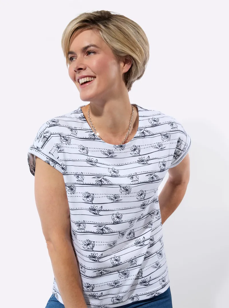 Witt Shirt weiß-marine-bedruckt, Weiß-marine-bedruckt, – Produktbild 2 von 2