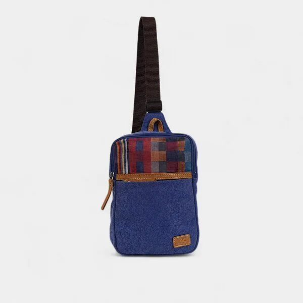 Dragolina Dragolina Crossbody Tablettasche Faun W. mit Webstoff der Pwo Karen, Azurblau karo (blau), – Produktbild 1 von 4