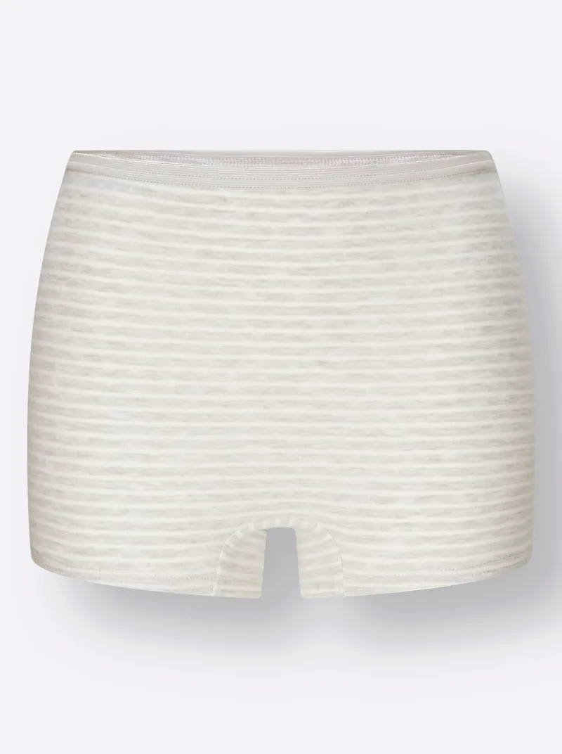 wäschepur Panty 2x hellgrau-geringelt + 2x weiß, 2x hellgrau-geringelt + 2x weiß, – Produktbild 1 von 3