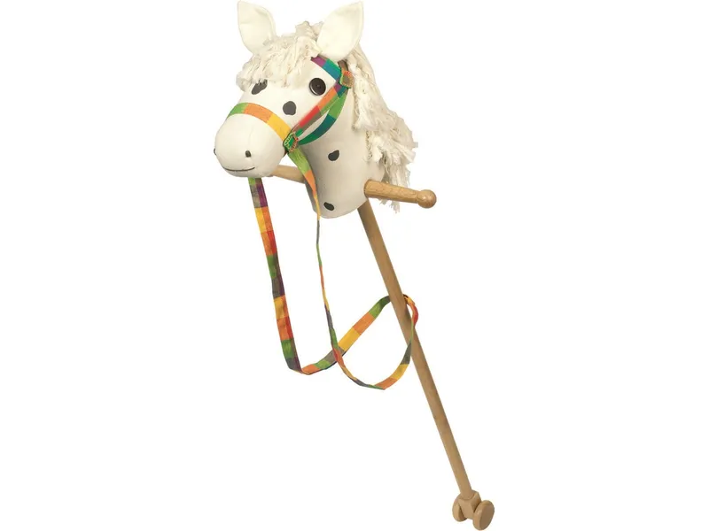 Goki goki Steckenpferd aus Holz mit Halfter, Zügel und Rollen 1 Stück Maße 95 x 28 cm, Mehrfarbig, – Produktbild 1 von 3