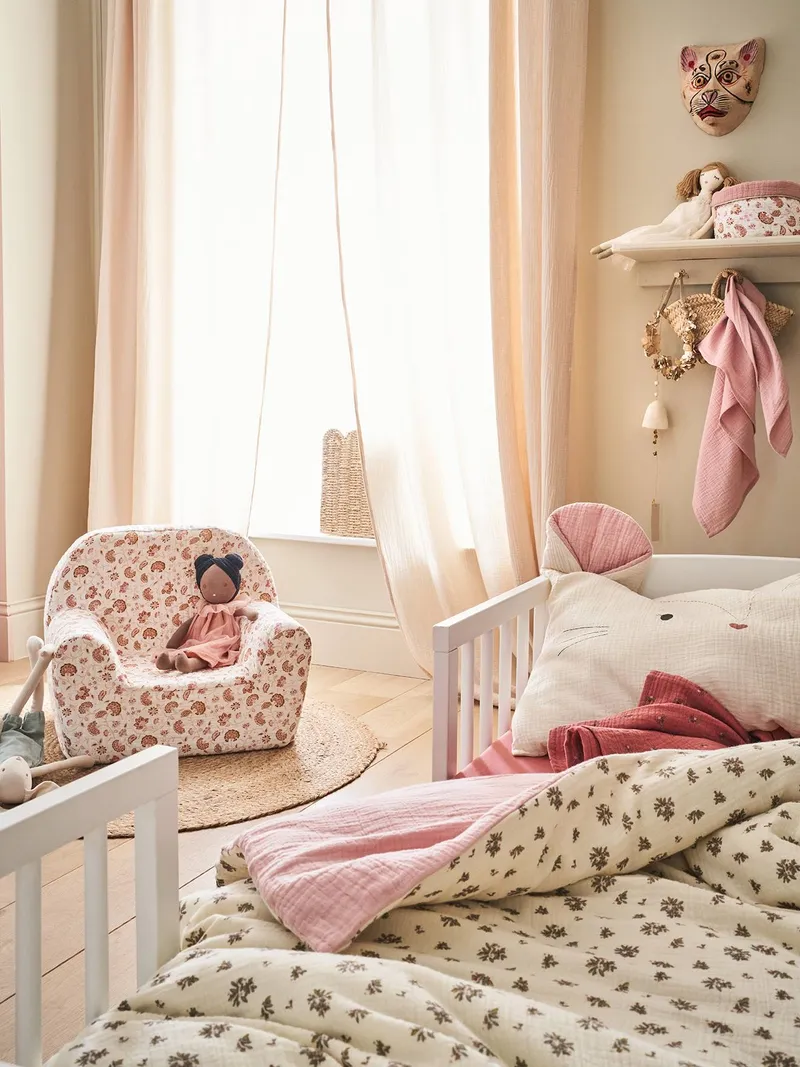 Vertbaudet Baby Kissenbezug LANDHAUS aus Musselin, Wollweiß, – Produktbild 2 von 3