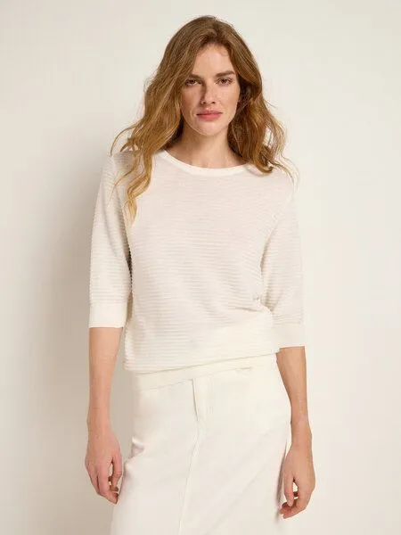 LANIUS LANIUS Strickpullover mit 3/4-Arm, Off white, – Produktbild 2 von 4