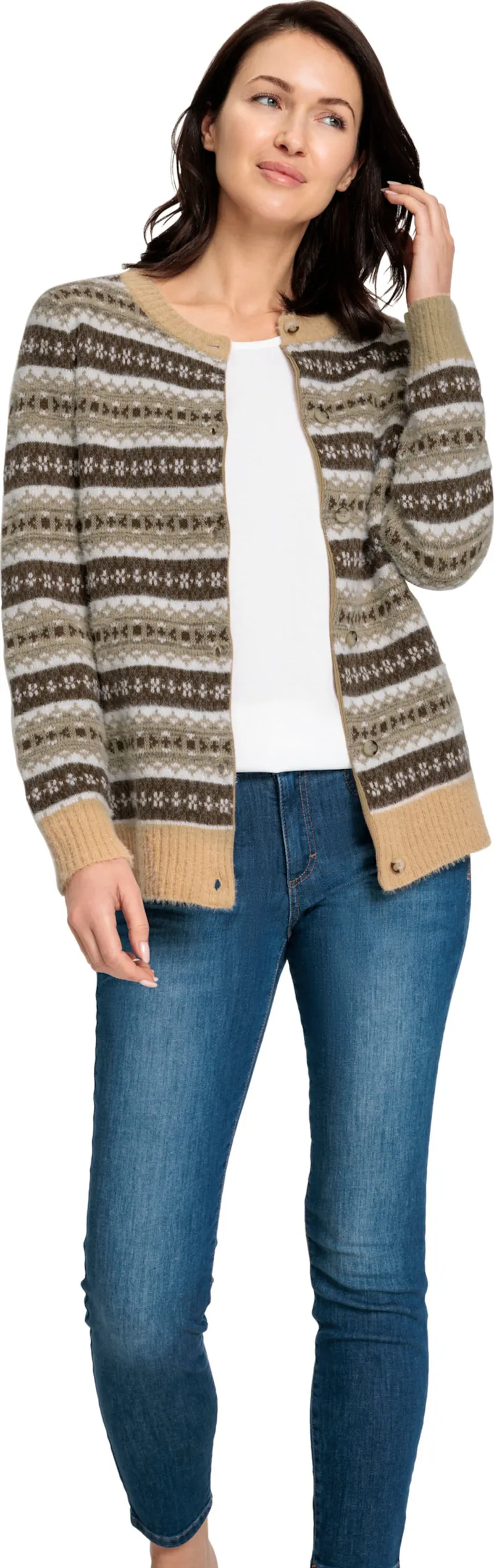 Witt Jacquardstrickjacke, Camel-sesam-gemustert, – Produktbild 2 von 2