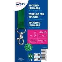 Avery Zweckform Avery Zweckform 10 Lanyards aus Recyclingkunststoff 440 x 15 mm, grün – Produktbild 1 von 1