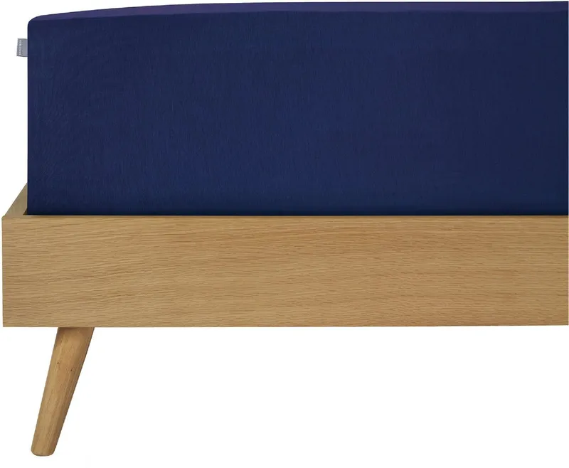 Schiesser Schiesser Spannbettlaken Elli aus weicher Baumwolle mit Elasthananteil für flexiblen Sitz, Jersey-Elasthan, Gummizug: rundum, (1 Stück), für hohe Matratzen und Boxspringbetten, OEKO-TEX® MADE IN GREEN, Blau, – Produktbild 2 von 5