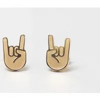Fyngers Fyngers Ohrstecker aus chirurgischen Edelstahl hochglanzpoliert ROCK´n´ROLL, Gold, – Produktbild 2 von 6