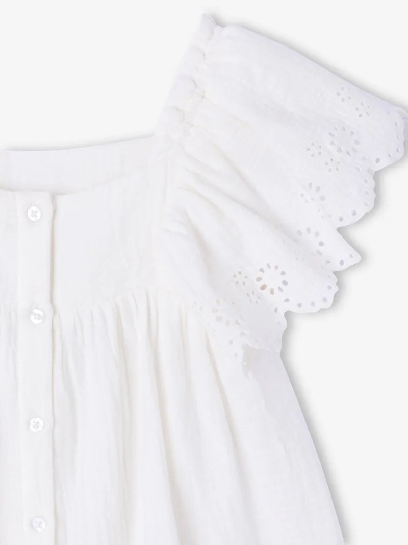 Vertbaudet Musselin-Bluse, Wollweiß, – Produktbild 2 von 3
