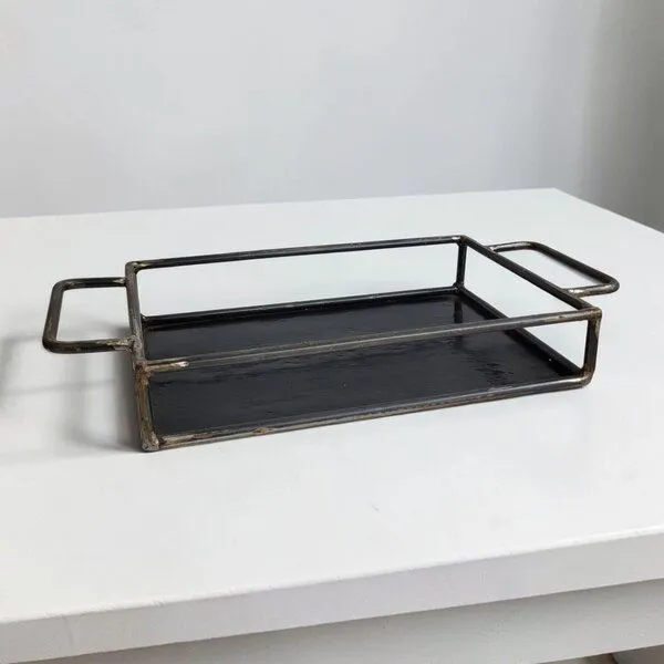 Moogoo Creative Africa Moogoo Creative Africa Upcycling Tablett aus recycelten Ölfässern, Schwarz, – Produktbild 1 von 5