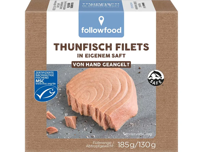 followfood followfood Thunfisch-Filets im eigenen Saft, 185 g – Produktbild 1 von 1