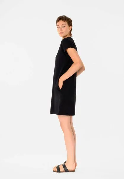 THOKKTHOKK ThokkThokk TT76 Boxy Shirt Dress STRUCTURED (GOTS), Black (schwarz), – Produktbild 2 von 5
