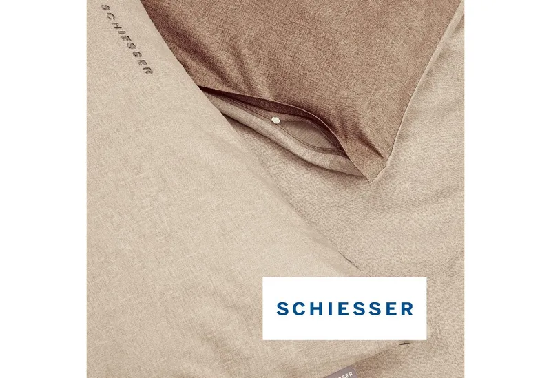 Schiesser Schiesser Kissenhüllen Doubleface aus weicher Baumwolle mit edlem Melangeeffekt in Wendeoptik, (2 Stück), OEKO-TEX® MADE IN GREEN, Beige, – Produktbild 4 von 5