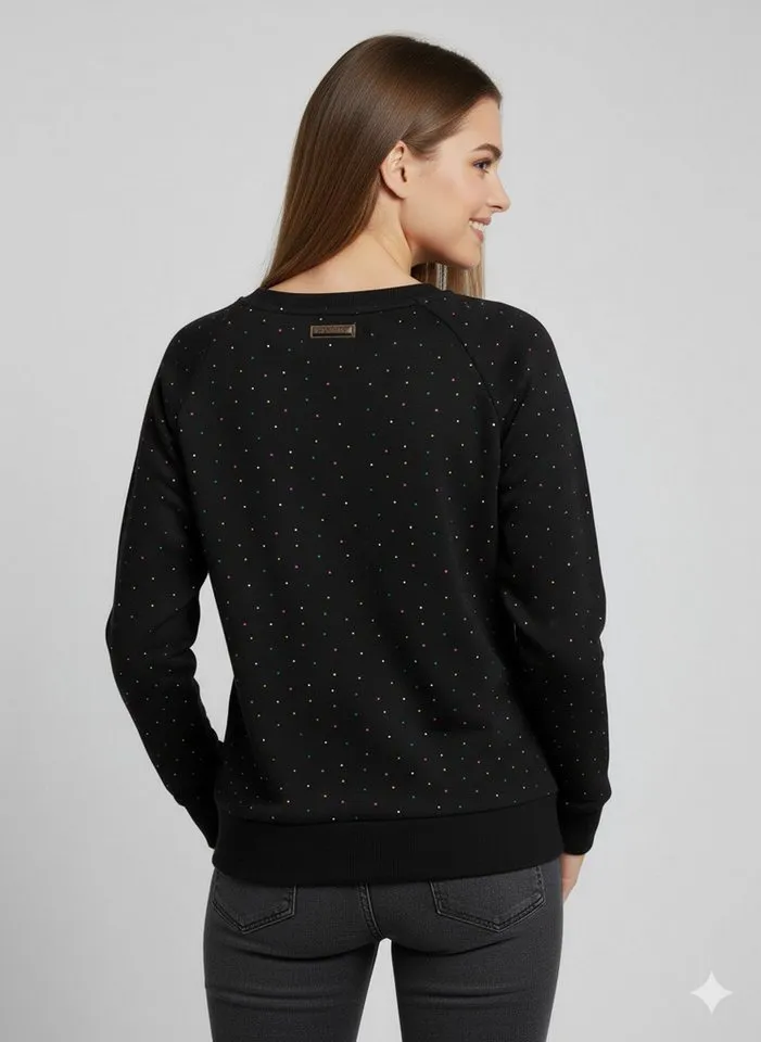ragwear ragwear Sweatshirt JOHANKA MULTIDOTS O aus Baumwolle und Polyester, normale Passform, mit Rundhalsausschnitt, Schwarz, – Produktbild 2 von 3