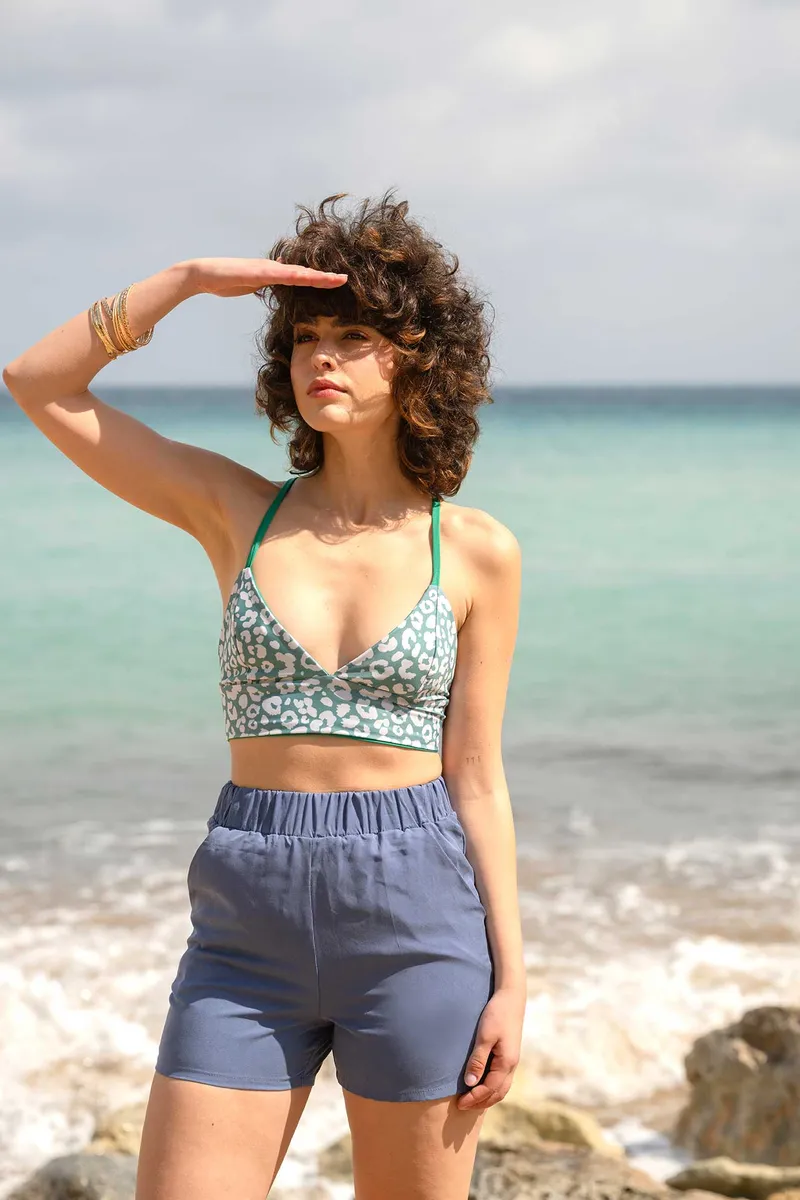 WiDDA WiDDA Damen vegan Bikini-Oberteil Sybil Teal/Leo, Teal, – Produktbild 1 von 2