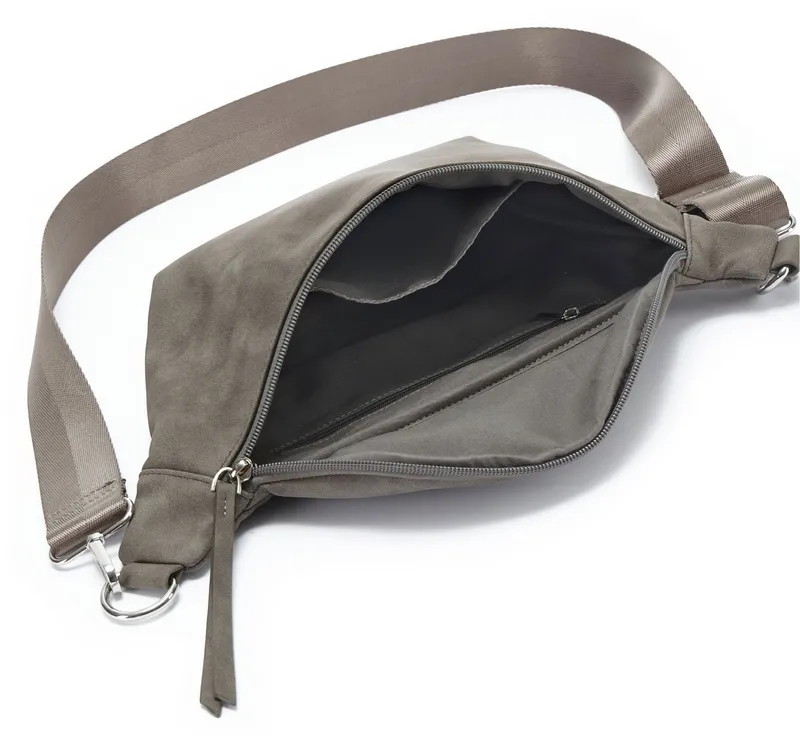 Vivance by Lascana Bauchtasche Umhängetasche, Hüfttasche, Crossbody Bag, Gürteltasche, Handtasche Damen zum Umhängen mit austauschbarem Schulterriemen VEGAN, Grau, – Produktbild 1 von 5