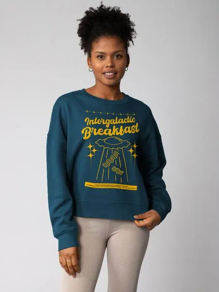 watapparel watapparel Sweatshirt Frauen Intergalactic Breakfast, Deep teal, – Produktbild 2 von 2