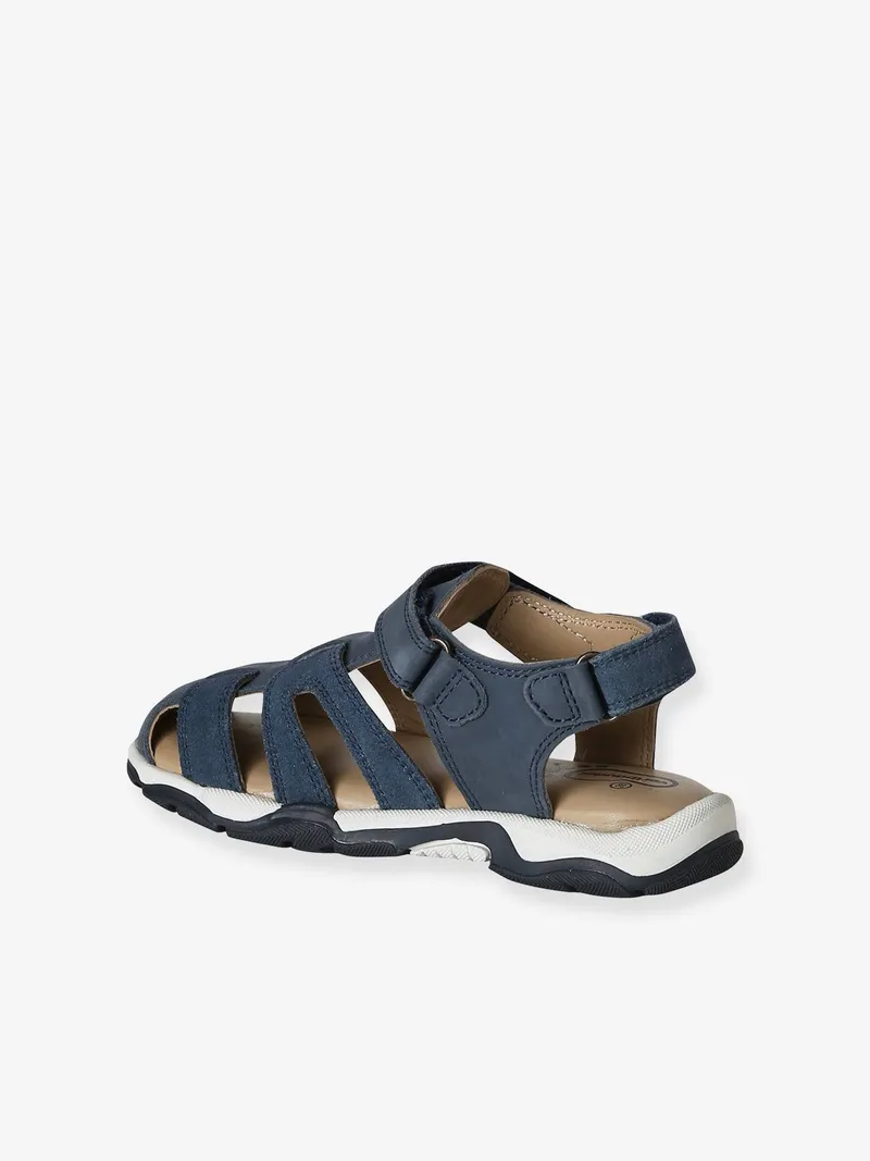 Vertbaudet Kinder Leder-Sandalen mit 2 Klettriemchen und Anziehtrick set, Set blau, – Produktbild 3 von 4