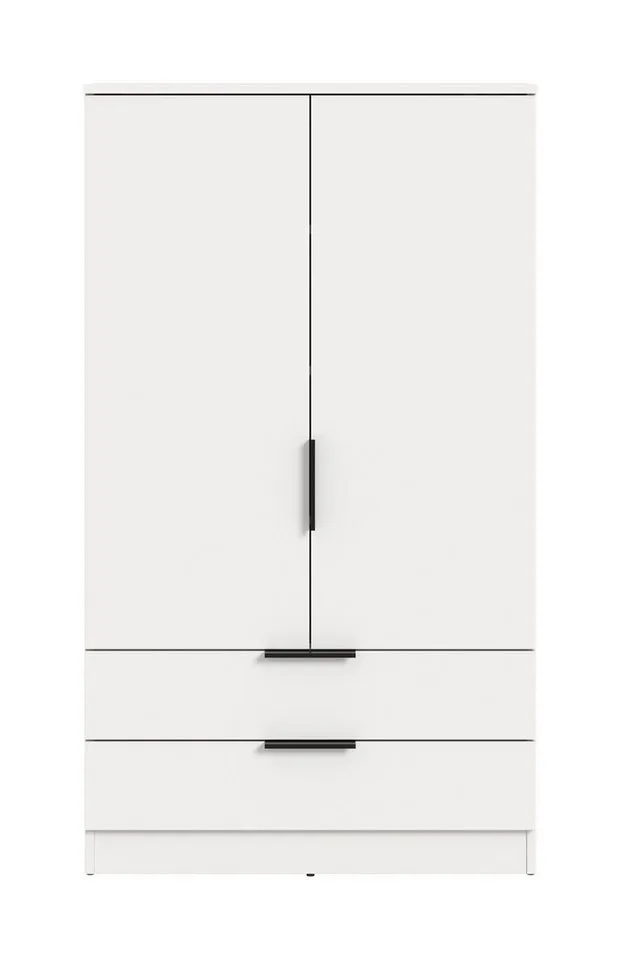 furnling Wäscheschrank Kovena 1 Kleiderstange, 2 Türen, 2 Schubladen, Breite 80 cm, Weiß, – Produktbild 4 von 5