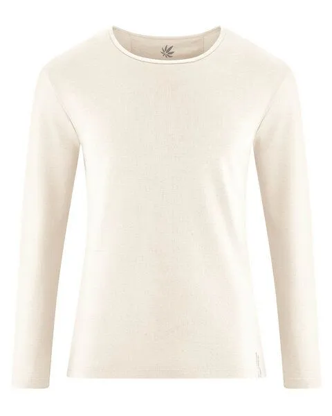 HempAge HempAge Herren Langarmshirt THC Line Hanf/Biobaumwolle, Offwhite (weiss), – Produktbild 1 von 4