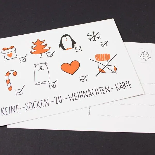 Bow & Hummingbird Bow & Hummingbird Postkarte "Keine-Socken-Karte" – Produktbild 2 von 2