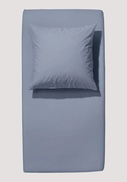 hessnatur hessnatur Satin Spannbettlaken aus reiner Bio-Baumwolle, Graublau, – Produktbild 4 von 5