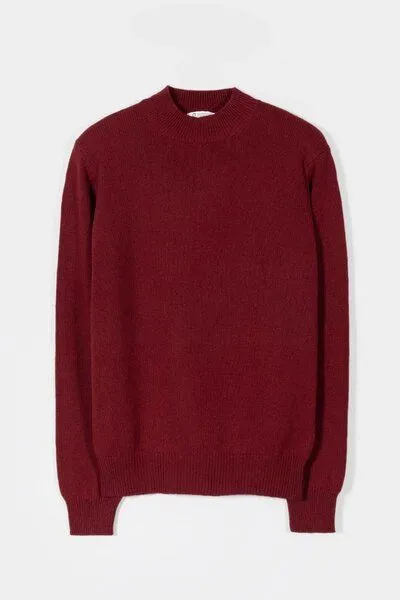 Rifò - Circular Fashion Made in Italy Rifò - Circular Fashion Made in Italy Stehkragenpullover aus recycteltem Kaschmir Modell: Clemente, Rot (red vinaccia), – Produktbild 3 von 5