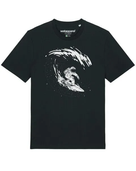 watapparel watapparel T-Shirt Unisex Surfing Spaceman, Black, – Produktbild 1 von 3