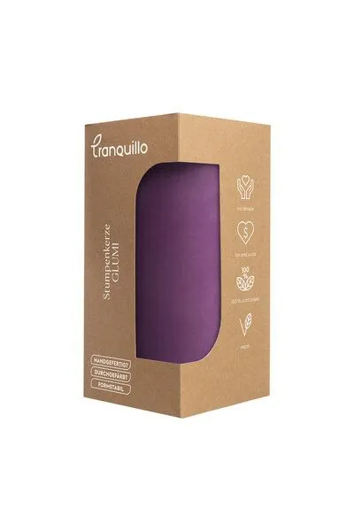 Tranquillo Handgearbeitete Stumpenkerze GLUMI violet, Ø 7,5 x 15 cm - violett – Produktbild 4 von 4