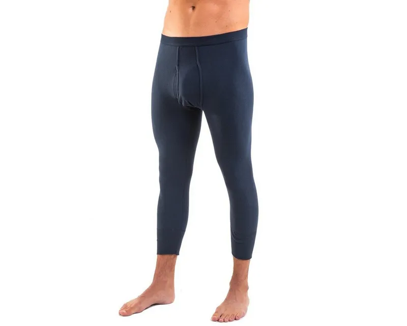 HERMKO Lange Unterhose 3440 mit Eingriff, Bio-Baumwolle, ¾ lang, wadenlang, Weichbund, Blau, – Produktbild 2 von 3