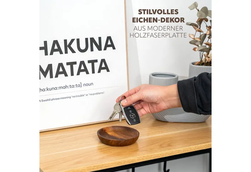 eluno Konsolentisch mit 1 Holzablage, 4 Haken, höhenverstellbare Füße, Schwarz, – Produktbild 4 von 5