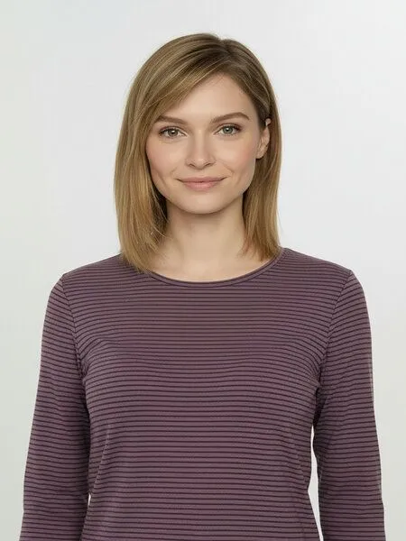 GreenBomb GREENBOMB Basic Yummy - Sportliches Longsleeve aus Bio-Baumwolle / GOTS / Fair & Vegan, Lila (moorberry stripes), – Produktbild 2 von 4