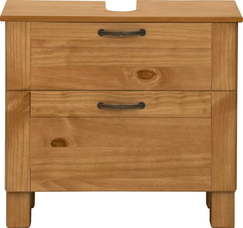 Home affaire Waschbeckenunterschrank Rodby FSC®-zertifiziertes Massivholz, Griffe Metall, Breite 60cm, Höhe 55cm, Beige, – Produktbild 4 von 8