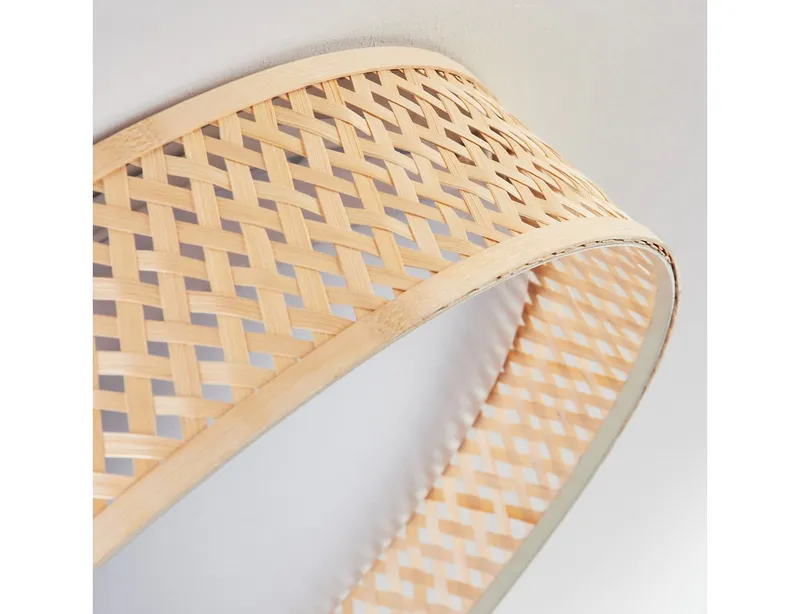 hofstein Deckenleuchte Deckenlampe im Boho-Design aus Metall/Bambus/Kunststoff in Weiß/Natur, ohne Leuchtmittel, Deckenleuchte dimmbar, Fernbedienung, Memory-Funktion, CCT einstellbar, Beige, – Produktbild 7 von 8