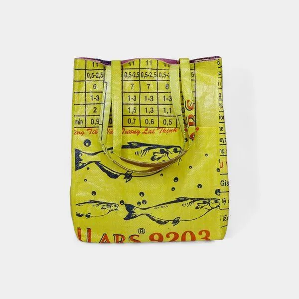 REFISHED fair fashion REFISHED fair fashion Tasche BUSINESS BAG upcycelte Fischfuttersäcke, #fish gelb-dollar, – Produktbild 3 von 7
