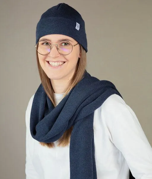 obumi obumi Strickschal aus Bio Baumwolle, Blue melange, – Produktbild 2 von 4