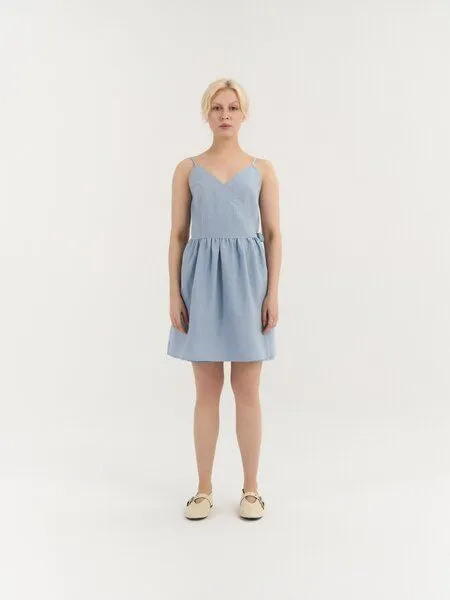 AmourLinen AmourLinen Wickelkleid aus Leinen LUNA, Hellblau (blau), – Produktbild 1 von 1