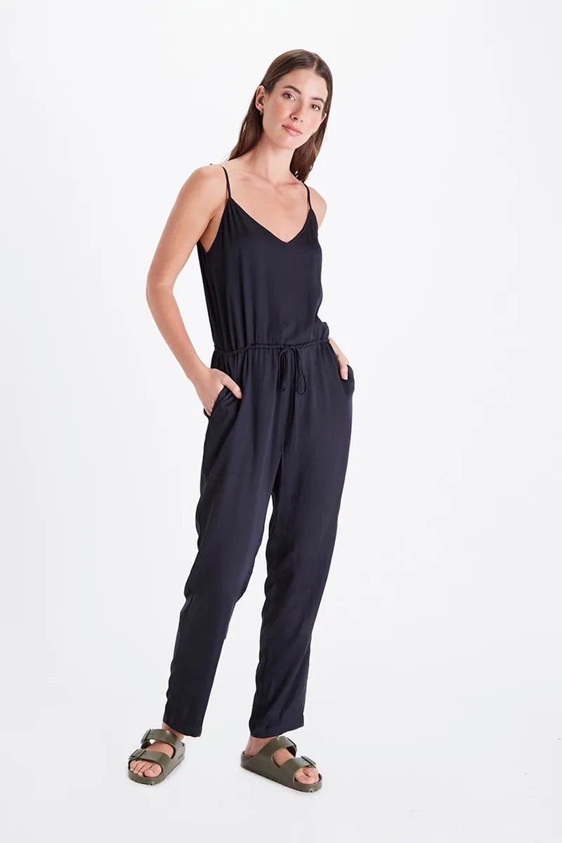 Neu Nomads Neu Nomads Damen vegan Jumpsuit Sydney Drawstring Schwarz, Schwarz, – Produktbild 1 von 1