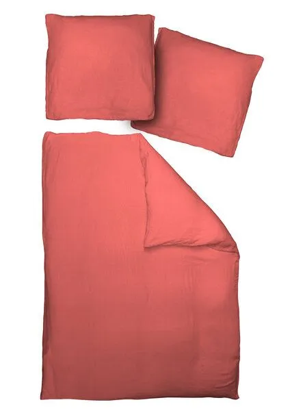 Nature by Adam Nature by Adam Bettwäsche 2tlg aus 100% Bio-Baumwolle - Made in Germany - Uni Collection light, Rot, – Produktbild 3 von 4