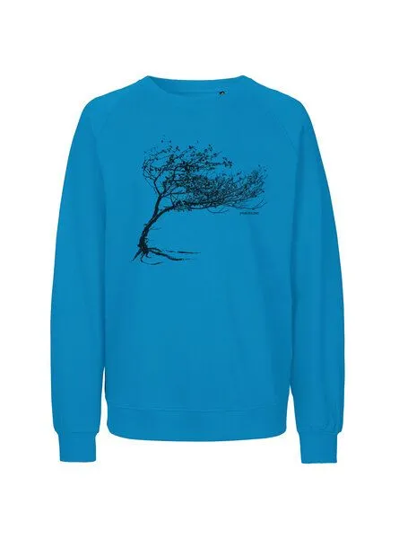 Peaces.bio - handbedruckte Biomode Peaces.bio - handbedruckte Biomode Bio Herren-Sweatshirt Windy Tree, Türkis, – Produktbild 1 von 2