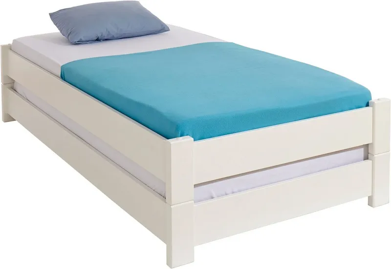 OTTO home Stapelliege "Femmy " 2 Betten, stapelbar, platzsparend, zertifiziertes Massivholz (Kiefer), Weiß, – Produktbild 1 von 5