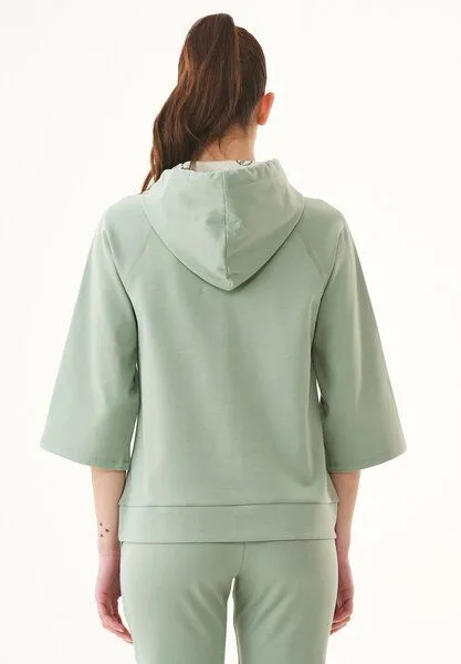 ORGANICATION ORGANICATION 3/4 Arm Kapuzenpullover aus Bio-Baumwolle, Dusty olive, – Produktbild 3 von 3