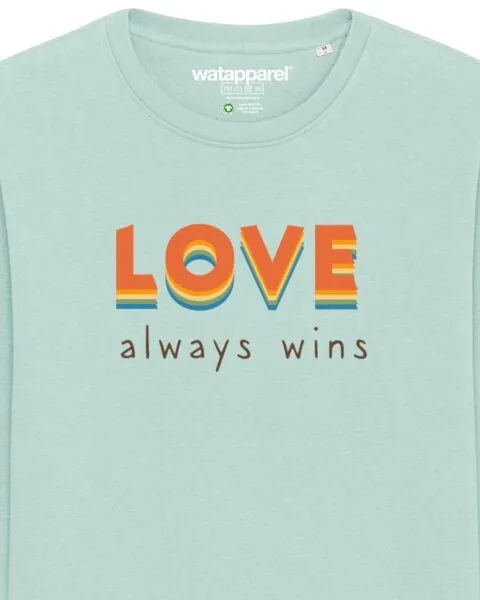 watapparel watapparel Sweatshirt Unisex Love always wins, Caribbean blue, – Produktbild 3 von 4