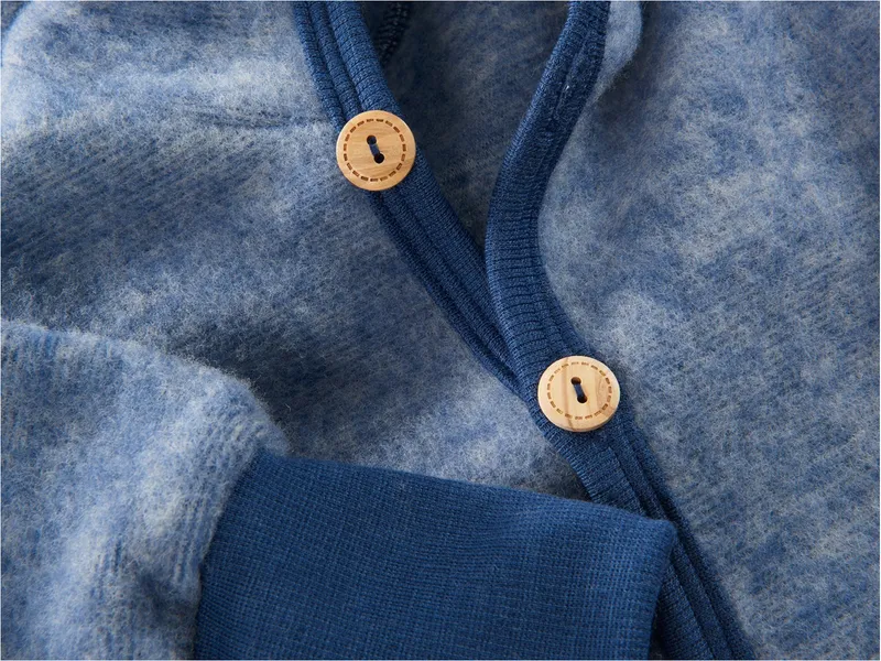 Cosilana Cosilana Baby und Kinder Kapuzenoverall Wolle-Baumwolle Fleece marine Gr.74/80, Blau, – Produktbild 2 von 2