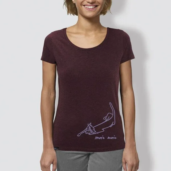 little kiwi little kiwi Damen T-Shirt, "Moin Moin", Rot-weinfarbe, – Produktbild 1 von 2