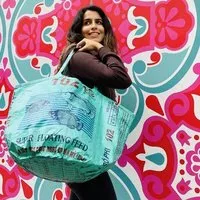 REFISHED fair fashion REFISHED fair fashion Tasche 'SOULMATE' - upcycelte Fischfuttersäcke, #fish moosgruen, – Produktbild 1 von 2