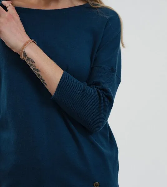 Gary Mash GARY MASH Leichter Strickpulli Lynn aus Biobaumwolle, Petrol, – Produktbild 3 von 4