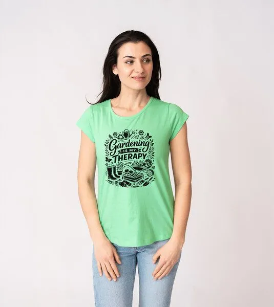 Gary Mash GARY MASH Shirt Asheville Gardening is my therapie aus Bio-Baumwolle, Mintgrün, – Produktbild 3 von 3