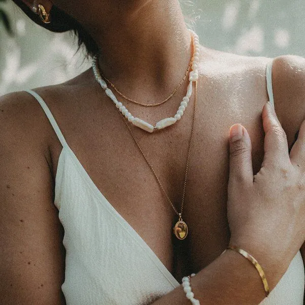 MOANINA MOANINA Kette Medaillon Sara - 925 Silber/18k Gold Vermeil - 3 Längen, Gold, – Produktbild 3 von 5